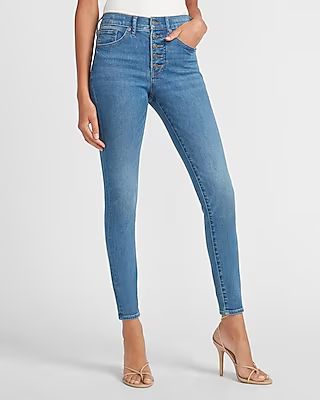 Mid Rise Button Fly Skinny Jeans | Express