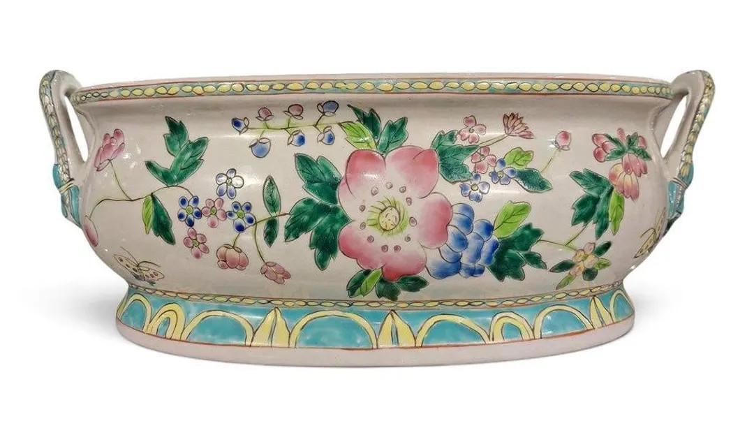Vintage Porcelain Famille Rose Jardiniere Planter | Etsy (Global)