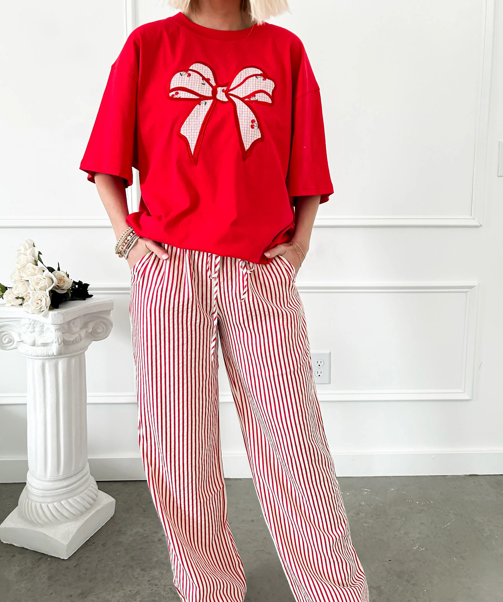 Free Spirit Red Stripe Pants FINAL SALE Small | Flourish in Frills