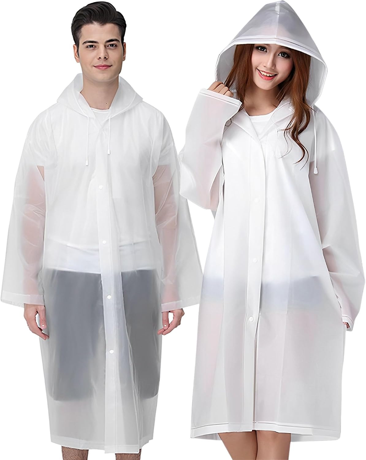 Cosowe Rain Ponchos for Adults Reusable, 2 Pcs Raincoats Emergency for Women Men with Hood and Drawstring | Amazon (US)