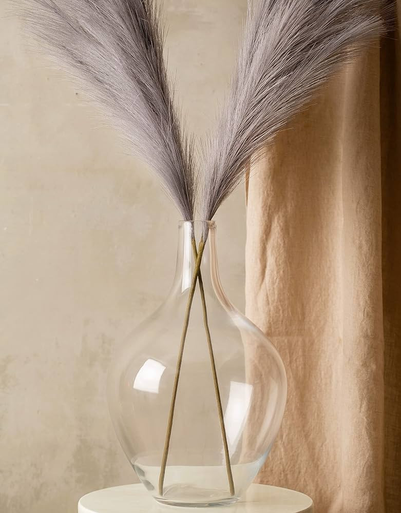 15" Tall, Large Glass Vase for Floor Decor, Big Tall Floor Vase for Pampas Grass Plants Flowers, ... | Amazon (US)