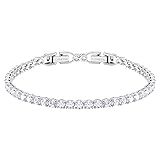 Swarovski Tennis Deluxe Collection Women's Tennis Bracelet, Sparkling White Crystals with Rhodium Pl | Amazon (US)