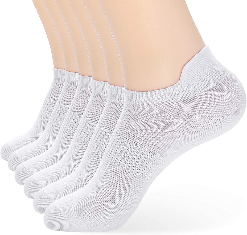 Women's Ankle Athletic Running Socks-Denisy White Soft Low Cut Sports Tab Socks Black for US Shoe Si | Amazon (US)