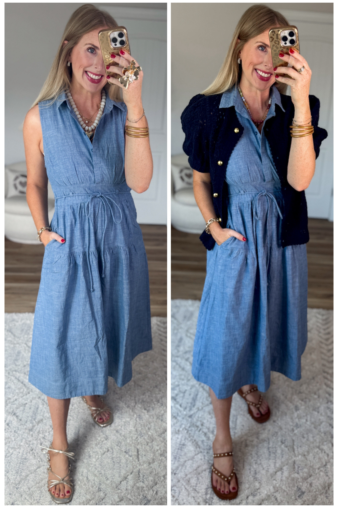 2 ways to wear this chambray midi dress from Walmart!

#LTKootd