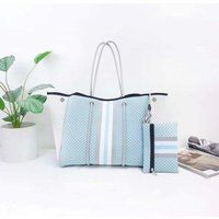 Blue & White Neoprene Tote Bag, Shoulder Beach Bag | Etsy (US)