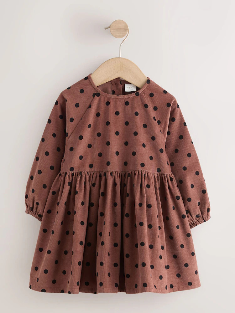 Chocolate Brown Spot Long Sleeve Cord Dress (3mths-8yrs) | Next US
