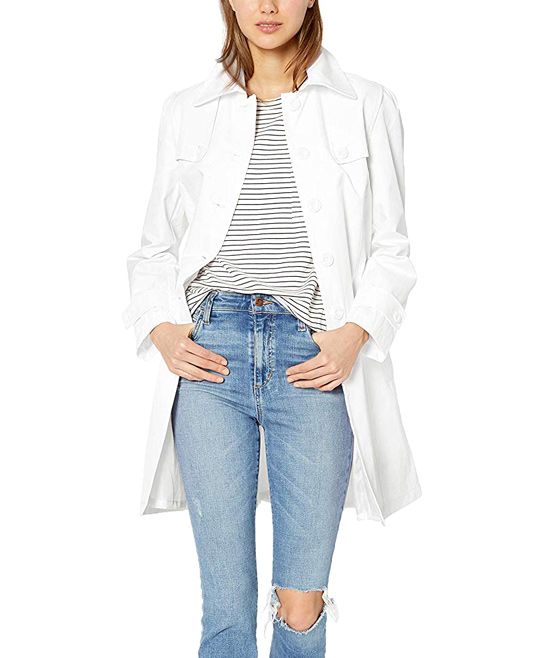 Nanette Lepore Women's Car Coats WHITE - White Trench Coat - Women | Zulily