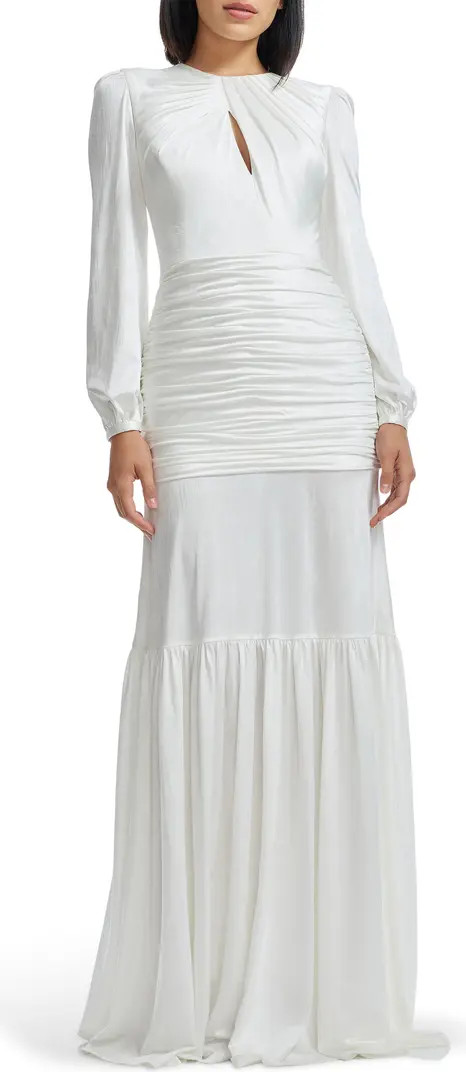 Lucille Pleated Ruched Long Sleeve Gown | Nordstrom