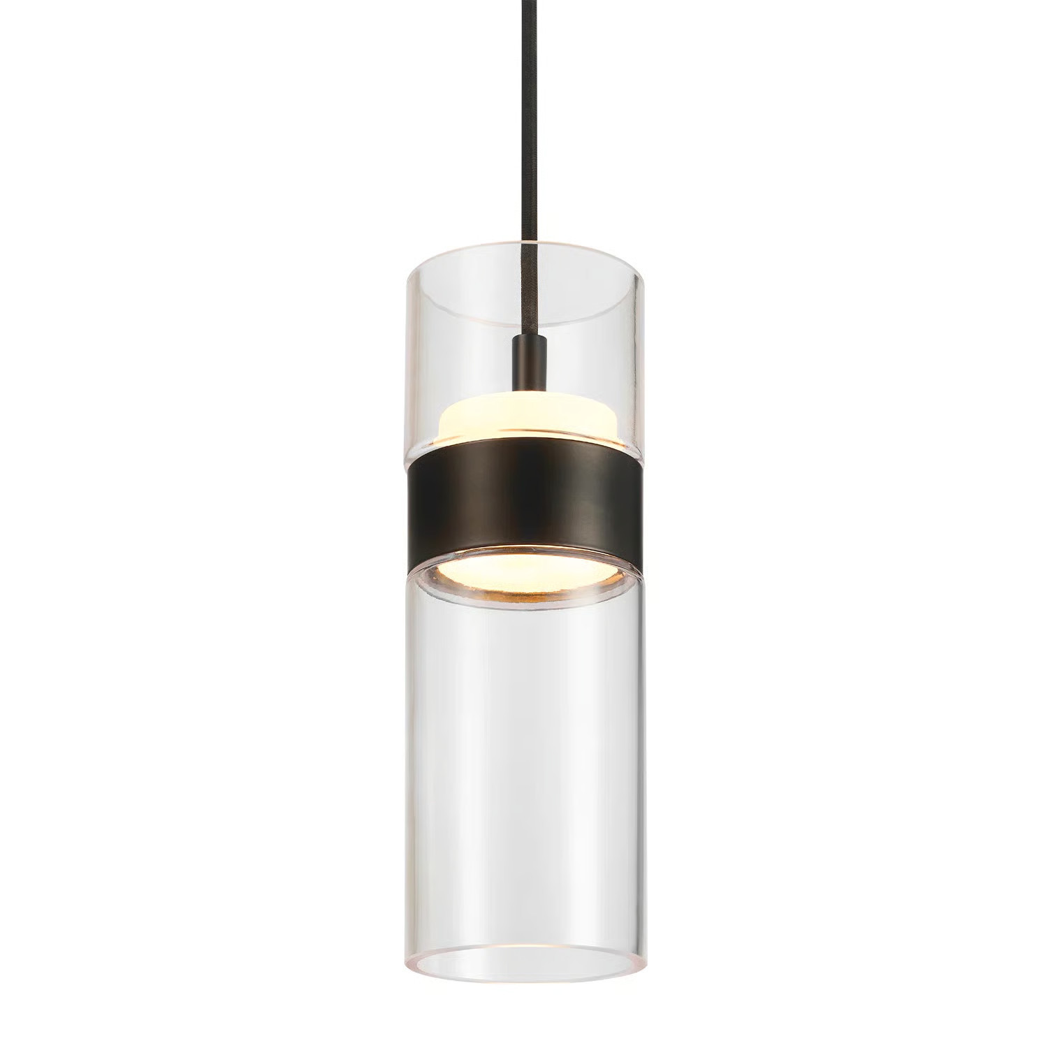 Jessica 9W LED Integrated Matte Black Up/Down Pendant Lighting with Clear Glass Shade | Wayfair North America