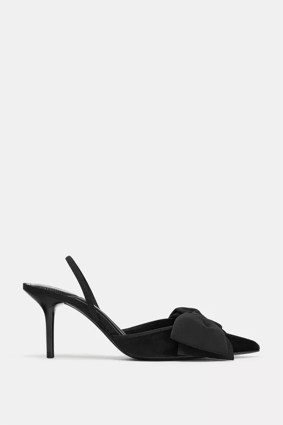 VELVET SLINGBACK SHOES WITH BOW | Zara UK