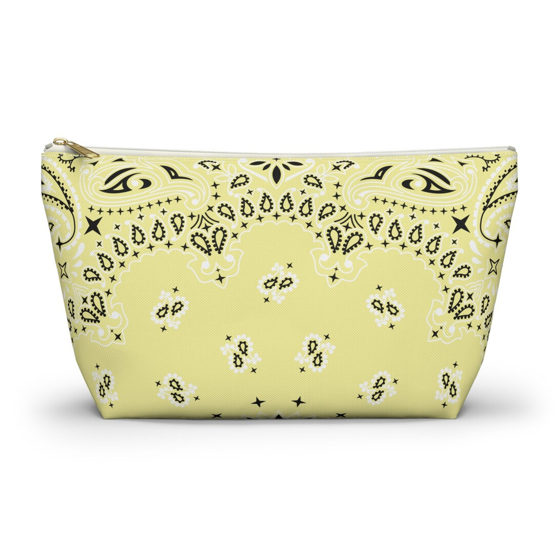 Light Yellow Bandana Accessory Pouch, Accessory Pouch, Cosmetic Case, Yellow Cosmetic Case - Etsy | Etsy (US)
