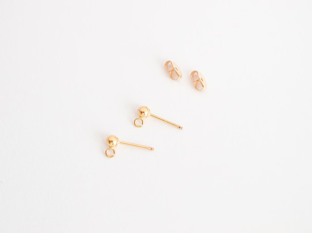 14K Gold Filled Tiny 3mm Ball Post With Open Ring for Drops and Dangles, Gf40a - Etsy | Etsy (US)