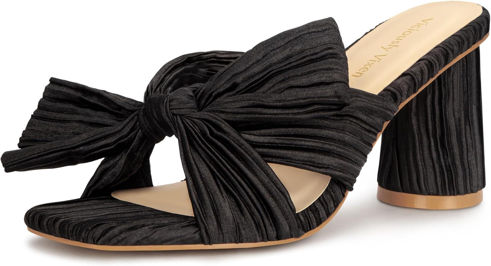 Women's Bow Kitten Heels Block Low Heeled Sandals Square Open Toe Wedding Shoes | Amazon (US)