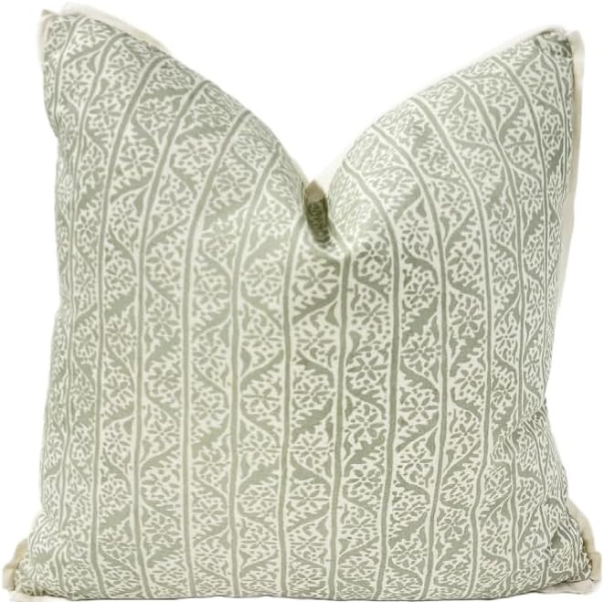 Pillow Cover Thick Cotton 20 x 20 in Double Sided Block Print Gold Zipper for Easy Removal Home D... | Amazon (US)