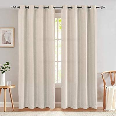 jinchan 95 inch Curtains for Bedroom Window Treatment Set Linen Textured Room Darkening Drapes fo... | Amazon (US)
