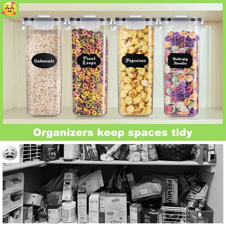 Funtopia Food Storage Containers with Lids, Plastic Cereal Containers Storage Dispenser for Pantr... | Walmart (US)