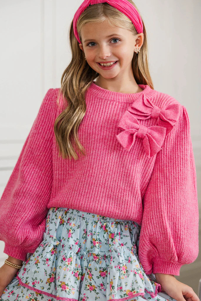 Girls: The Comfy Cutie Fuchsia Sweater | The Mint Julep Boutique