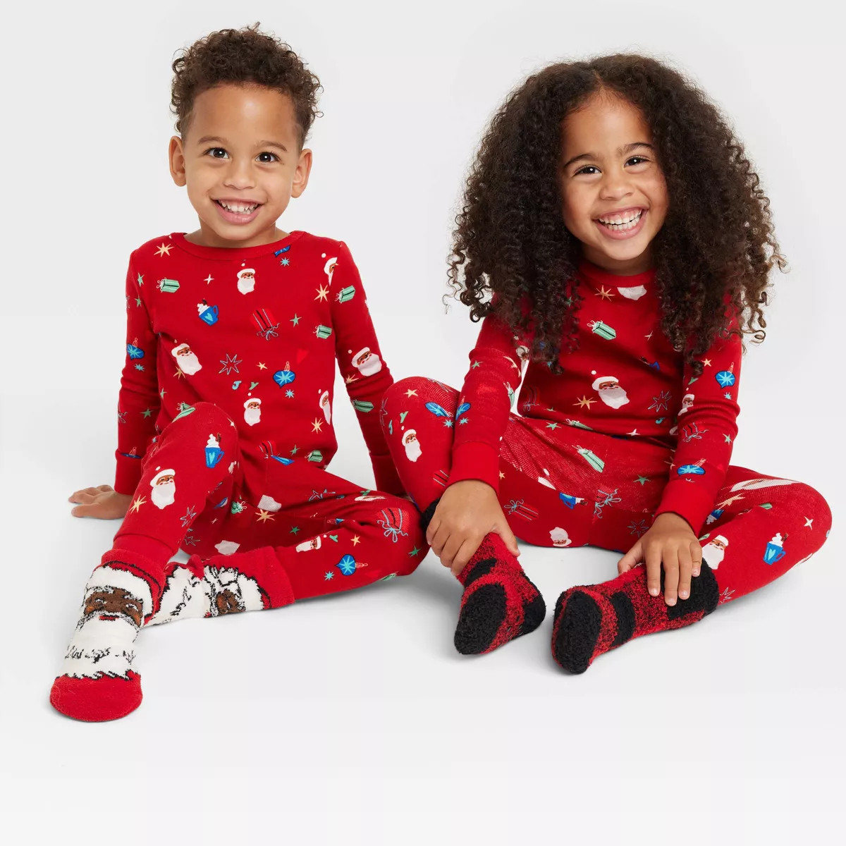 Toddler Santa Print Cotton Ribbed Holiday Matching Family Pajama Set - Wondershop™ Red | Target