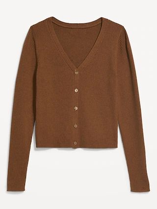 Long-Sleeve Cropped Rib-Knit Cardigan Sweater for Women | Old Navy (US)