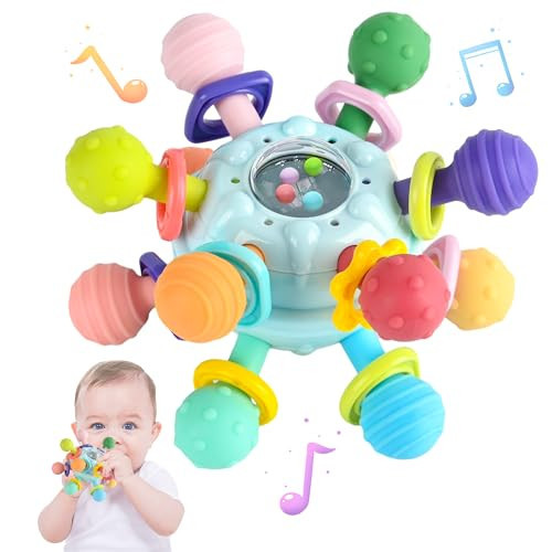 Baby Sensory Teething Toys - Baby Teethers Rattle Montessori Toys - Baby Shower Gifts for Infant Newborn Boys Girls 0 3 6 9 12 18 Months -Baby Chew Toys - Toddler Travel Learning Educational Toys | Amazon (US)