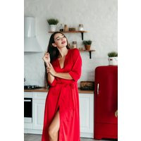 Handcrafted Long Satin Bridal Robe Red Silky Kimono | Etsy (US)