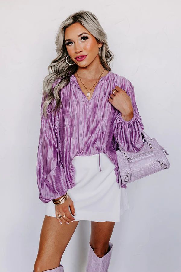 Posh Days Pleated Shift Top in Lavender | Impressions Online Boutique