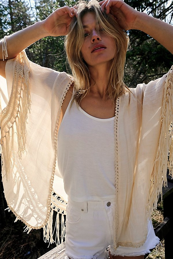 Sundial Crochet Kimono by Free People, Ivory, One Size | Free People (Global - UK&FR Excluded)