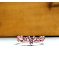 Natural Pink Sapphire Ring/Cluster Gold Jewelry 14K Solid & | Etsy (US)