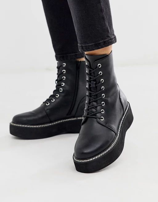 ASOS DESIGN Alva chunky lace up boots in black | ASOS UK
