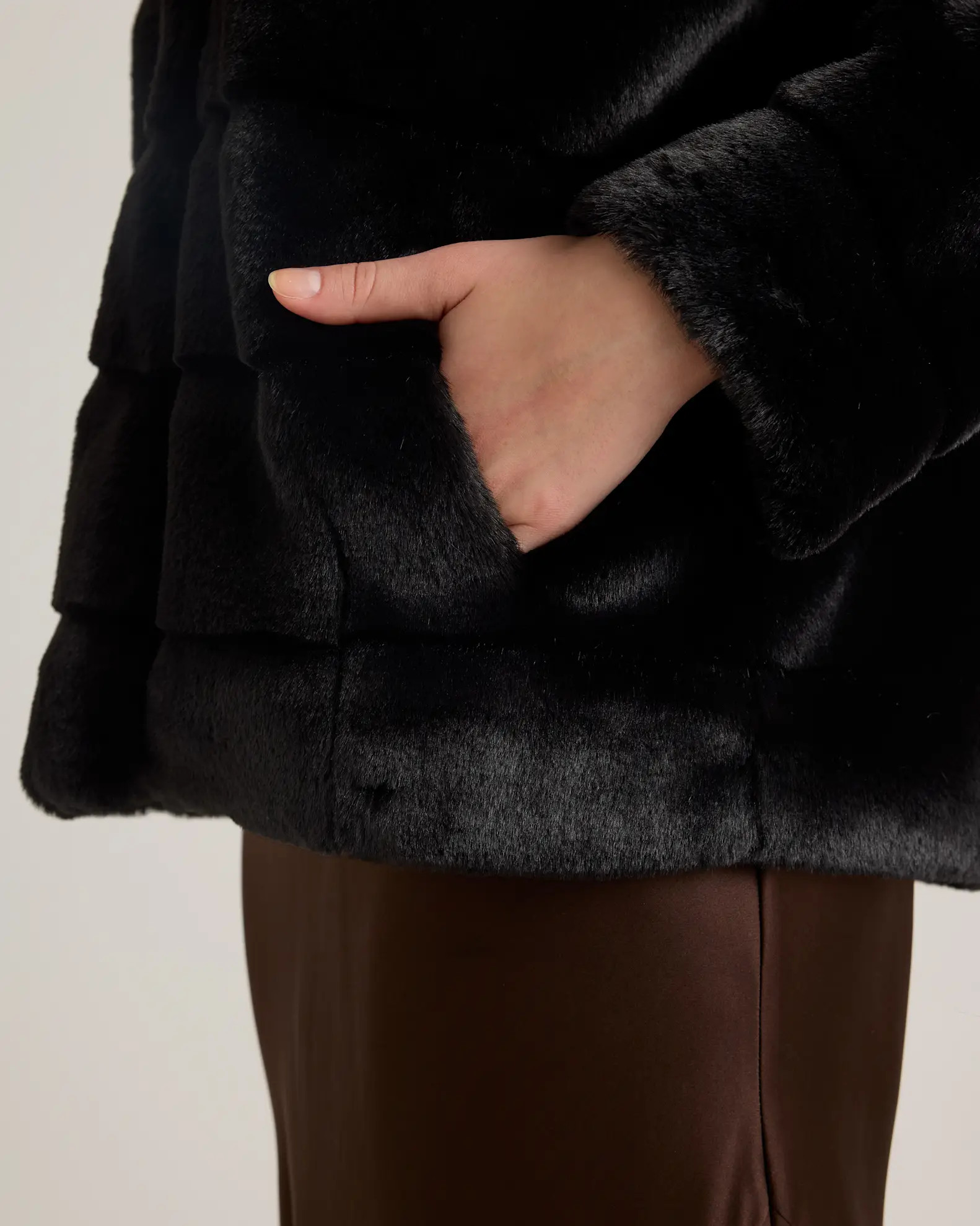 Hooded Faux Fur Jacket in Black | Quince