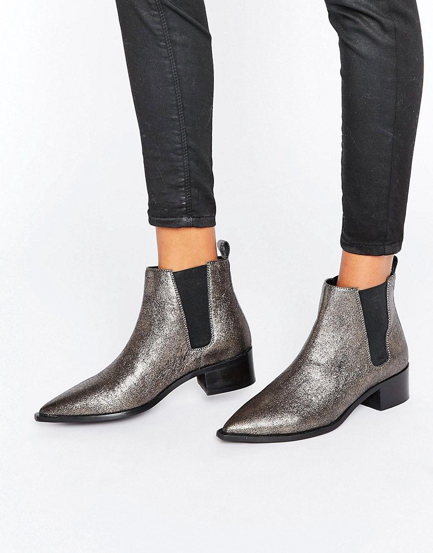 Office Agave Pewter Leather Chelsea Boots - Silver | ASOS US