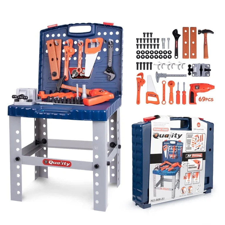 Kids Tool Set Bench 69 Pcs - Toddler Tool Bench Set with Electronic Play Drill - STAM Educational... | Walmart (US)