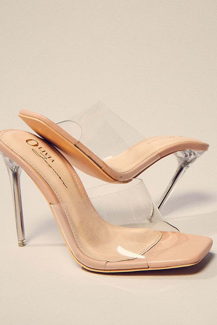 Women Open-Toe Lucite Stiletto Heels in Nude, 10 | Forever 21 (US)