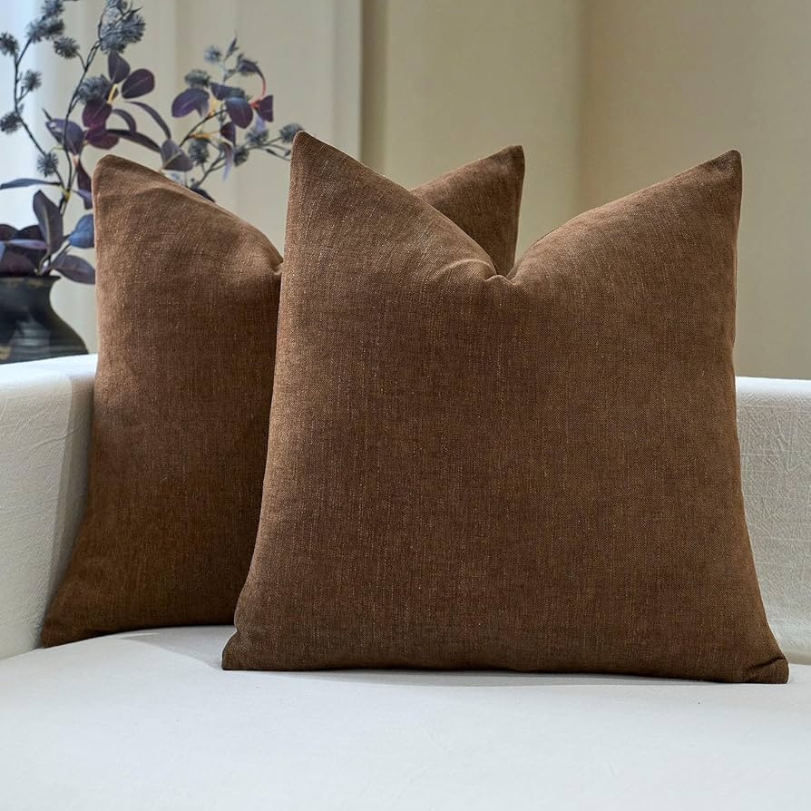 DOMVITUS Throw Pillow Covers 18x18 Pack of 2, Decorative Soft Soild Textured Accent Cushion Case,... | Amazon (US)