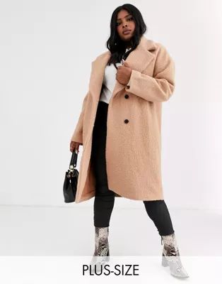 Glamorous Curve double breasted wool coat with tie waist | ASOS US