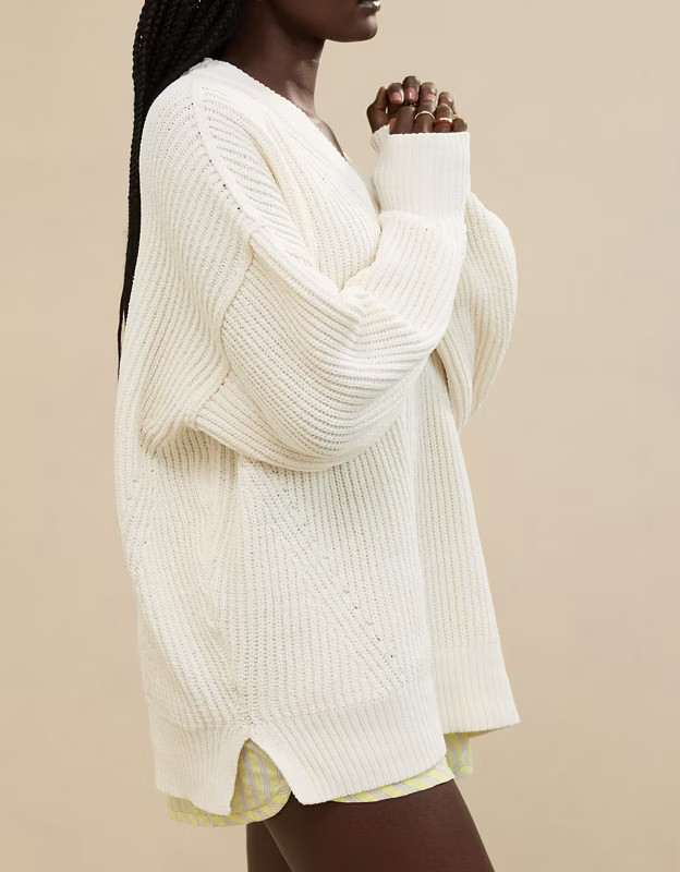 Aerie Beyond Chenille V-Neck Sweater | American Eagle Outfitters (US & CA)
