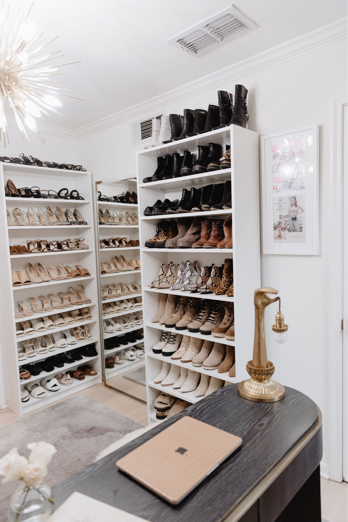 Home office // Home decor, office decor, desk, office chairs, light pendant, sunburst light, wardrobe, ottoman, rug, modern rug, wallpaper, flower wallpaper, table lamp, marble lamp, art print, sheepskin rug, MacBook case, curtain rod, curtains, mirror, acrylic hangers, vanity set, office chairs, candle, modern decor, modern home decor, neutral home decor, office, decoration, decorative vases, living room, office decor, home office decor, ceramic vases, centerpieces, modern, neutrals, home decorations, decorations, decor, living room, living room decor, table, office, centerpiece, area rug, area rugs, rugs, chair, accent chair, swivel accent chair, bedroom decor, living room decor 
