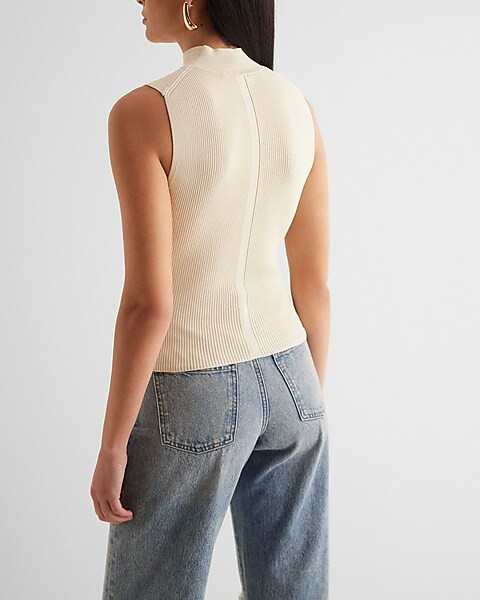 Silky Soft Fitted Ribbed Mock Neck Sweater Tank | Express