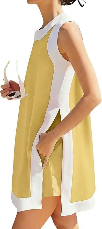 Hooever Women's 2 Piece Sets Casual Color Block Crewneck Short Sleeve Pullover Tops Matching Shor... | Amazon (US)