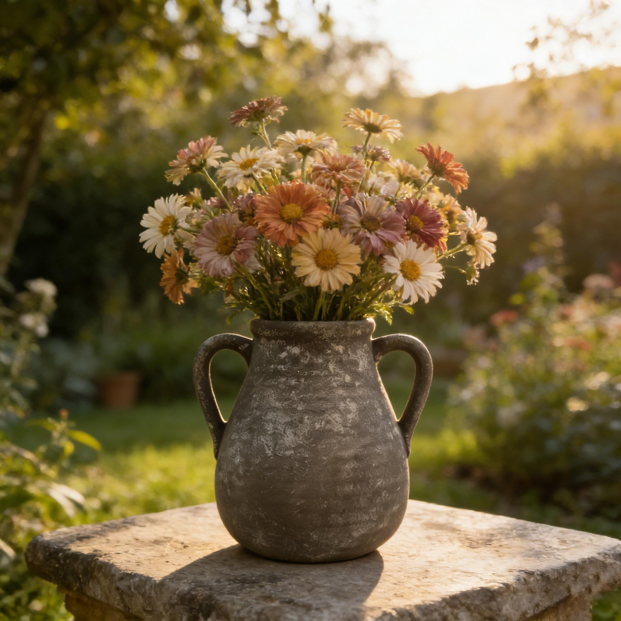 Ceramic Flower Vase Home Decor - 7.5 Inch Farmhouse Rustic Table Vases Living Room Decoration Dec... | Amazon (US)