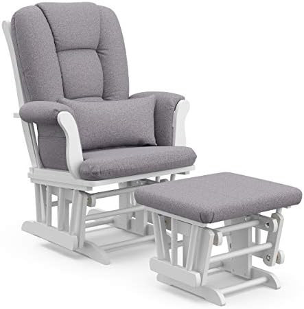 Storkcraft Tuscany Custom Glider and Ottoman with Free Lumbar Pillow (White/Slate Gray Swirl) - C... | Amazon (US)