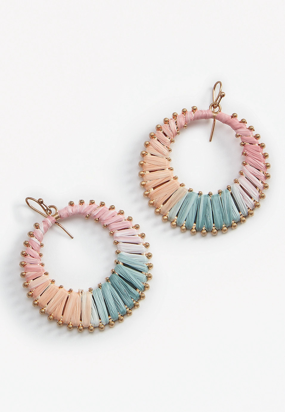 Ombre Raffia Hoop Drop Earring | Maurices