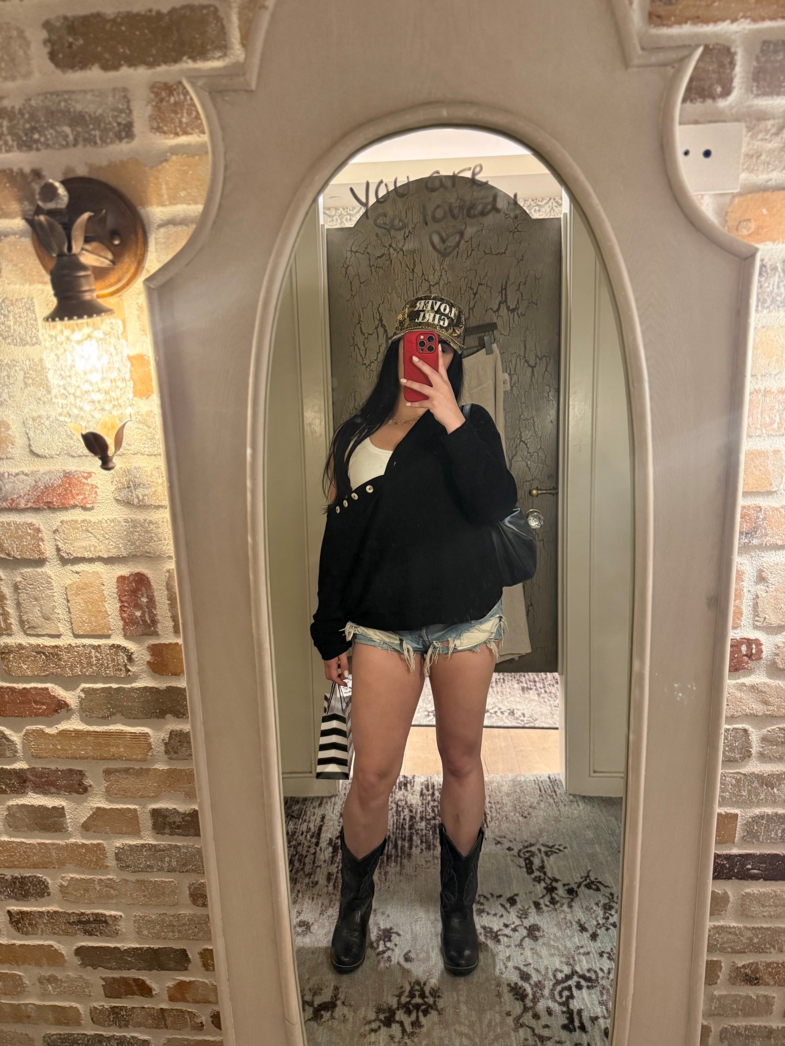 Hat from Messina clothing - shorts are very worn in and I shredded them more & the boots are boot arm from 5 years ago so I tagged similar :) #outfitinspo #cowgirlboots 

#LTKFindsUnder50