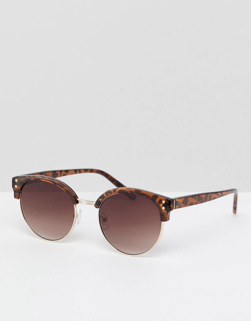 ASOS DESIGN retro sunglasses in tort with brown lens | ASOS (Global)