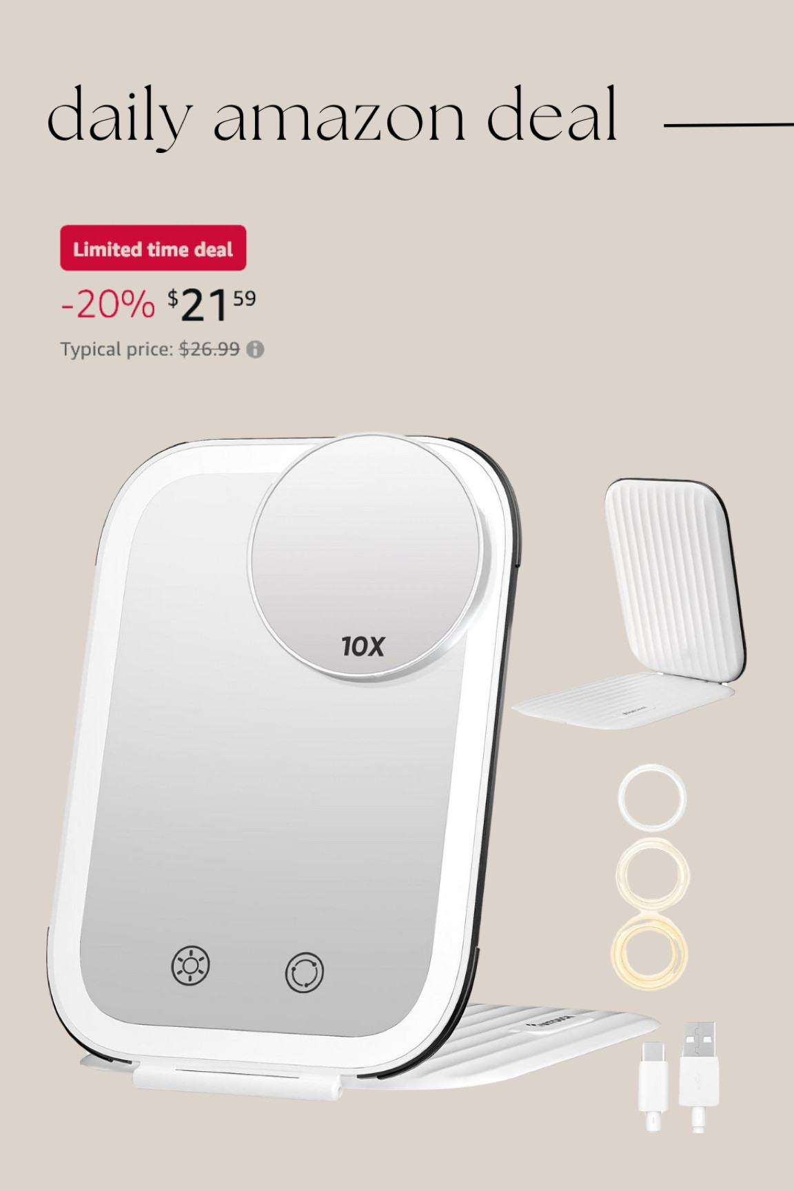 Daily Amazon deal: travel makeup mirror with led lights 

#LTKSaleAlert #LTKBeauty #LTKTravel