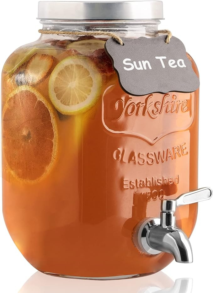 1 Gallon Drink Dispenser with Spigot 18/8 Stainless Steel – Airtight & Leakproof Glass Sun Tea ... | Amazon (US)