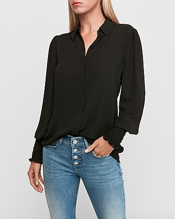 Smocked Cuff Shirt | Express