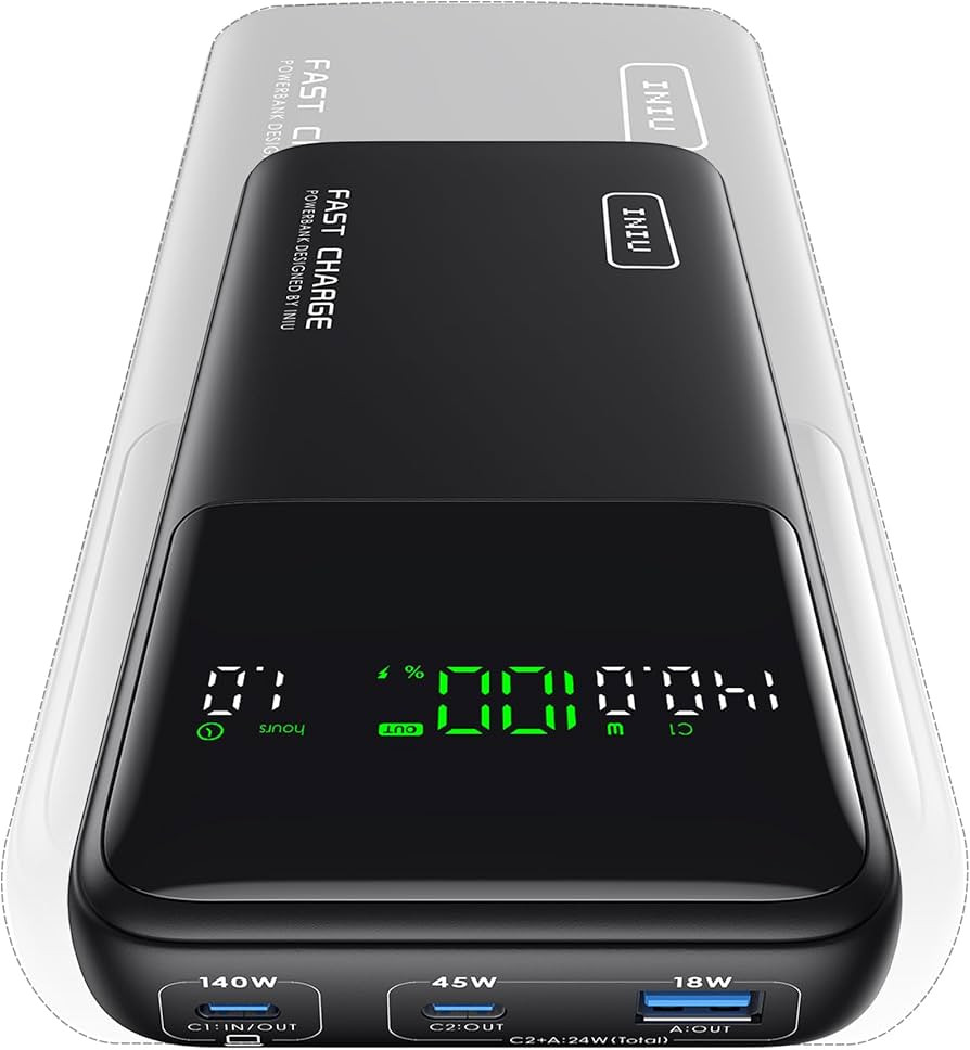INIU 140W Power Bank, Compact 25000mAh High Capacity Laptop Portable Charger, USB C in&Out Tablet... | Amazon (US)