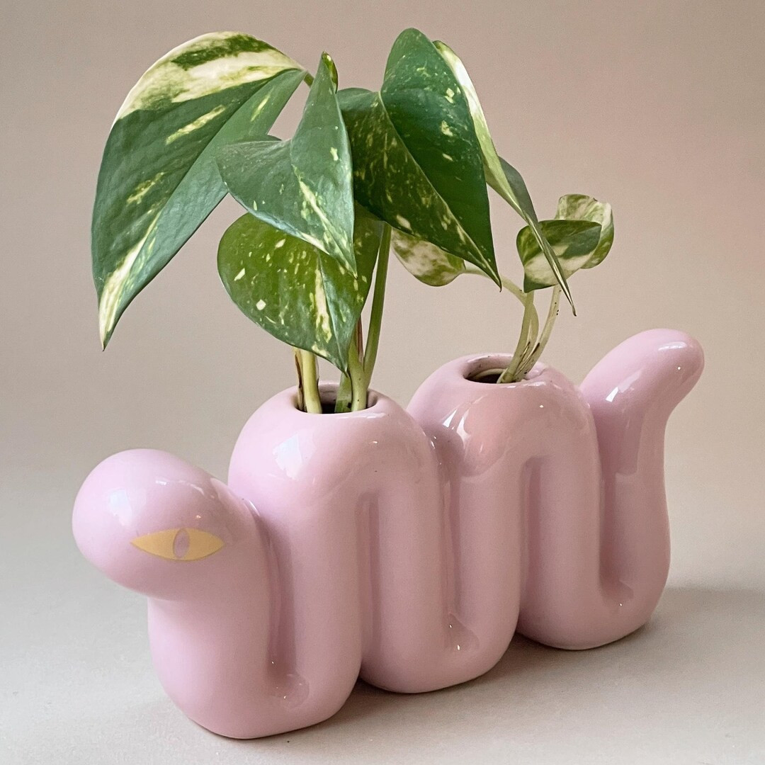 Pink Snake Ceramic Vase, Modern Decorative Candle Holder, Stationary Desk Organizer, Plant Flower... | Etsy (US)