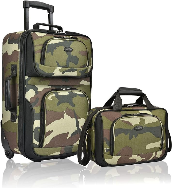 U.S. Traveler Rio Rugged Fabric Expandable Carry-on Luggage, 2 Wheel Rolling Suitcase, Camouflage... | Amazon (US)